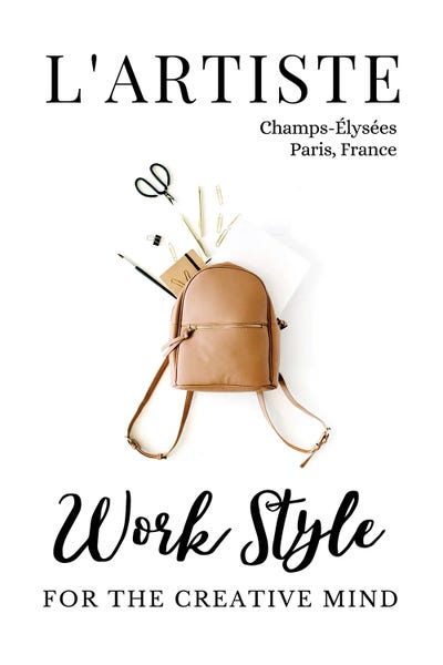 Creativity: L'Artiste French Art Magazine Cover Design With Backpack by Page Turner