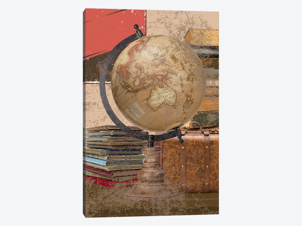 Dark Academia Atlas Globe by Page Turner 1-piece Canvas Art