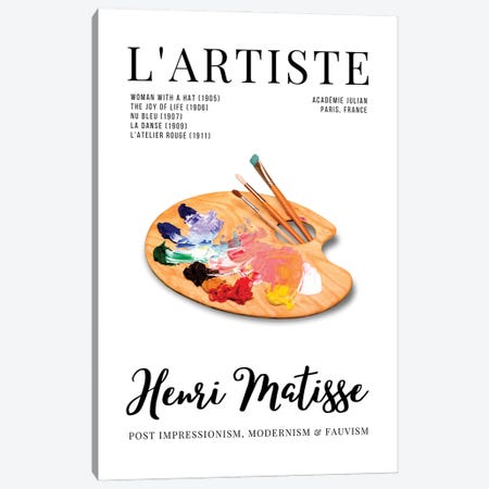 L'Artiste French Art Magazine Cover Design With Matisse And Palette Canvas Print #DHV46} by Design Harvest Canvas Print
