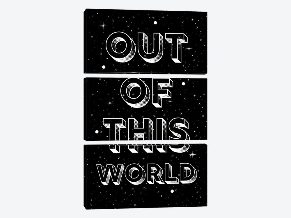 Out Of This World Quote On Space Background by Page Turner 3-piece Canvas Art Print