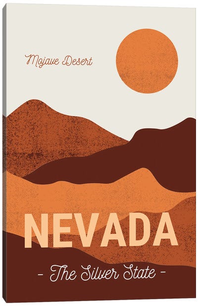 Nevada And Mojave Desert Vintage Travel Canvas Art Print - Rocky Mountain Art Collection - Canvas Prints & Wall Art