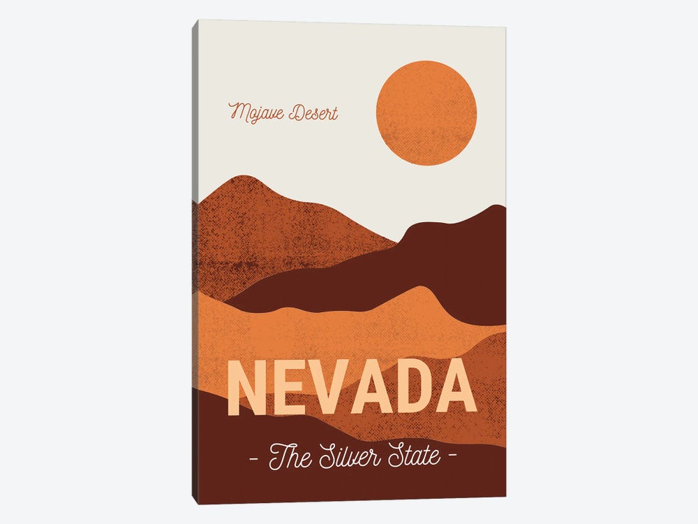 Nevada And Mojave Desert Vintage Travel by Page Turner 1-piece Canvas Print