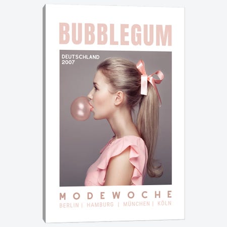 Bubblegum Pink German Magazine Cover Showing Girl With Ponytail Canvas Print #DHV63} by Page Turner Canvas Art