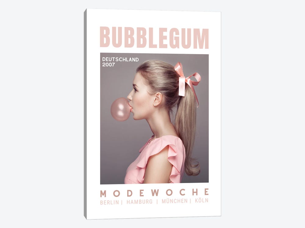 Bubblegum Pink German Magazine Cover Showing Girl With Ponytail by Page Turner 1-piece Canvas Art