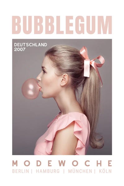 Barbiecore: Bubblegum Pink German Magazine Cover Showing Girl With Ponytail by Page Turner