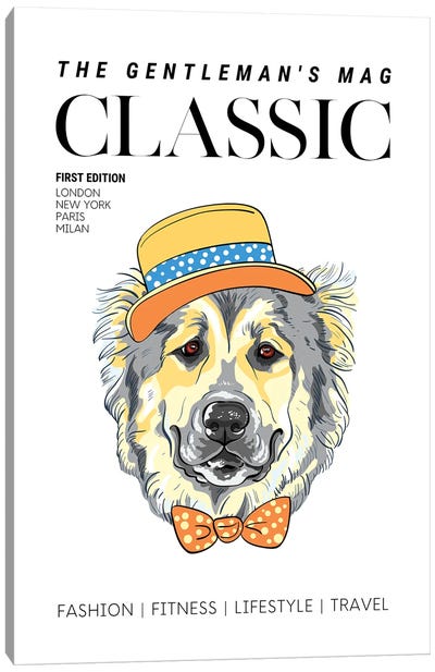 The Classic Gentleman'S Magazine Cover With Dressed Up Dog In Hat And Bowtie Canvas Art Print - Page Turner