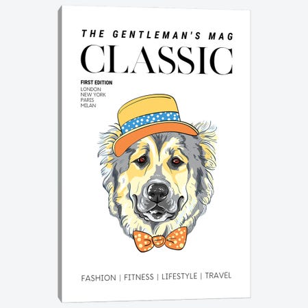 The Classic Gentleman'S Magazine Cover With Dressed Up Dog In Hat And Bowtie Canvas Print #DHV64} by Design Harvest Art Print