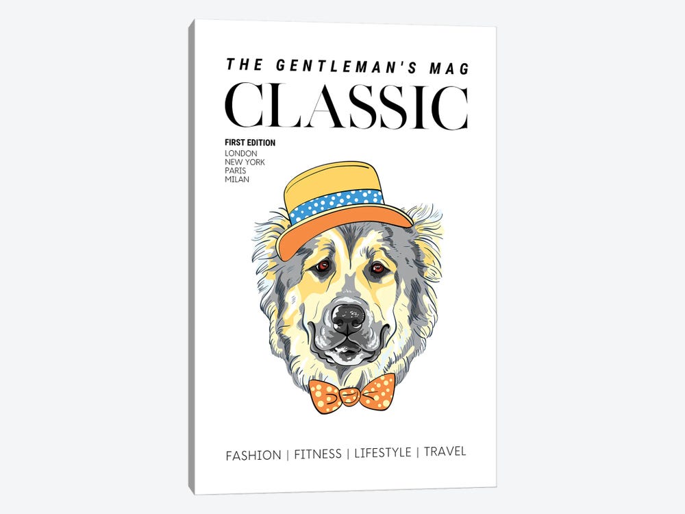 The Classic Gentleman'S Magazine Cover With Dressed Up Dog In Hat And Bowtie by Page Turner 1-piece Canvas Print