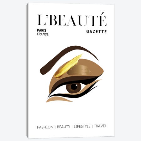 L'Beaute French Beauty Magazine Cover With Golden Eyeshadow And Makeup Canvas Print #DHV66} by Page Turner Canvas Art Print