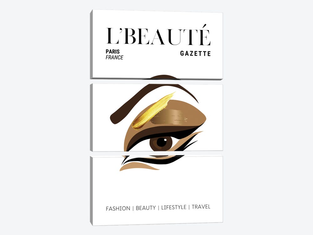 L'Beaute French Beauty Magazine Cover With Golden Eyeshadow And Makeup by Page Turner 3-piece Art Print