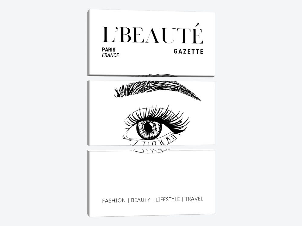 L'Beaute French Beauty Magazine Cover With Eyebrows And Eyelashes by Page Turner 3-piece Canvas Wall Art