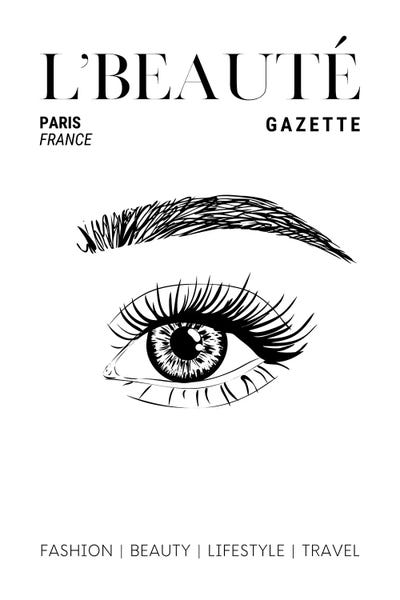 Paris Typography: L'Beaute French Beauty Magazine Cover With Eyebrows And Eyelashes by Page Turner