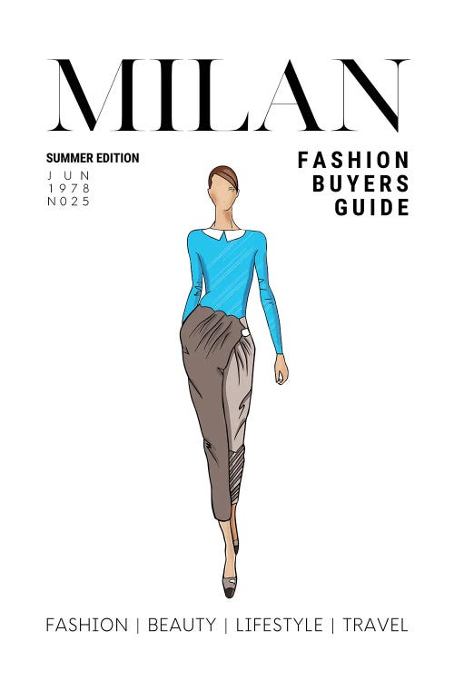 Milan Italian Fashion Guide With Retro Vintage Fashion Illustration