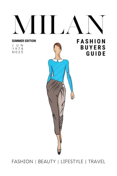 Magazines: Milan Italian Fashion Guide With Retro Vintage Fashion Illustration by Page Turner