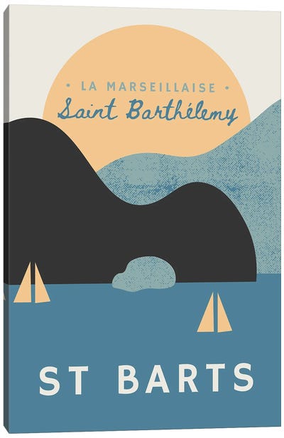 St Barts Nautical Sunset And Yachts Canvas Art Print - Caribbean Art