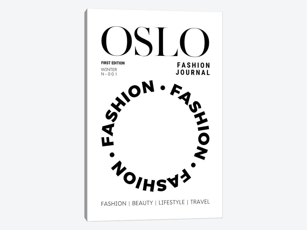 Oslo Fashion Journal Magazine Cover In Black And White by Page Turner 1-piece Canvas Artwork
