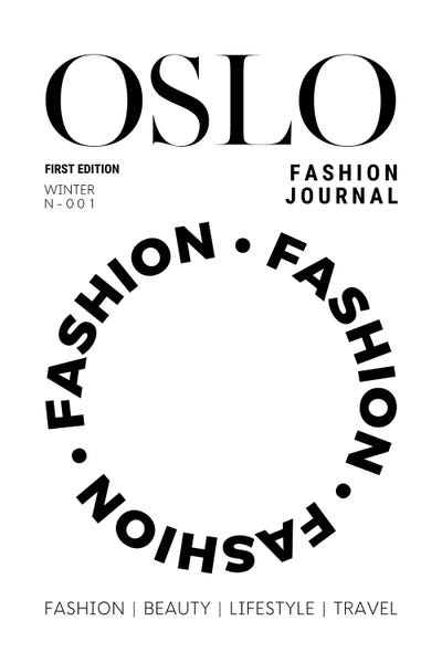 Oslo: Oslo Fashion Journal Magazine Cover In Black And White by Page Turner