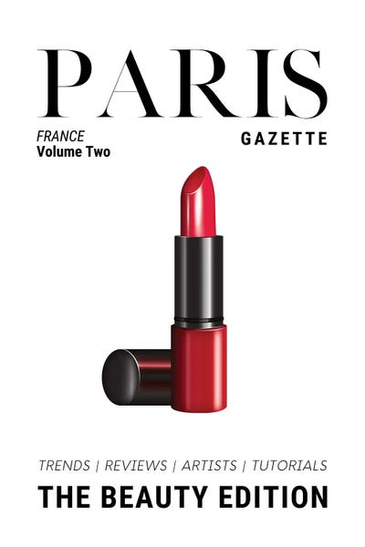 Magazines: Paris Gazette Beauty Magazine Cover With Classic Red Lipstick by Page Turner