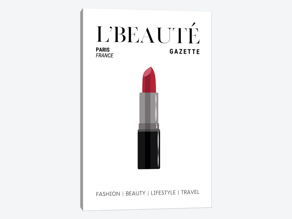 L'Beaute Gazette Makeup Magazine Cover With Classic Red Lipstick by Page Turner 1-piece Art Print