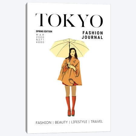 Tokyo Japanese Fashion Magazine Cover With Girl Holding Umbrella Canvas Print #DHV75} by Page Turner Canvas Artwork