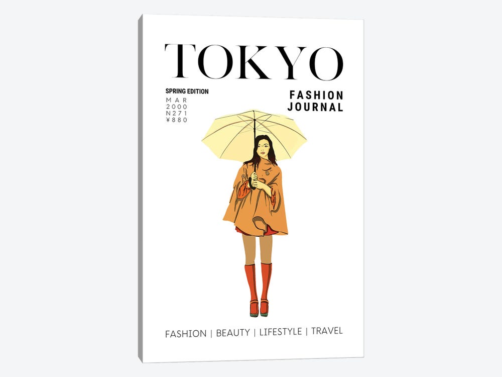 Tokyo Japanese Fashion Magazine Cover With Girl Holding Umbrella by Page Turner 1-piece Art Print