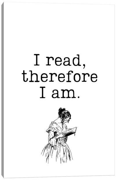 I Read Therefore I Am Vintage Book Lovers Canvas Art Print - Reading Art