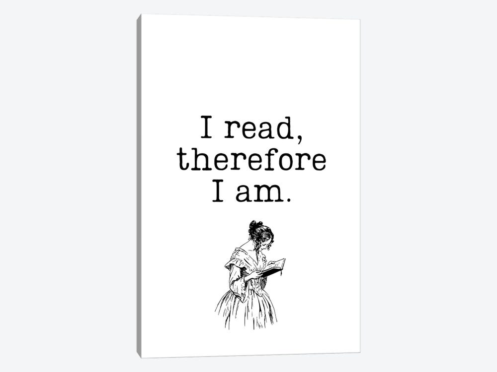 I Read Therefore I Am Vintage Book Lovers by Page Turner 1-piece Canvas Print