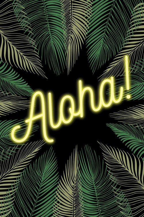 Neon Aloha! Hawaiian Design With Palm Trees by Page Turner wall art