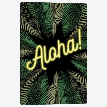 Neon Aloha! Hawaiian Design With Palm Trees Canvas Print #DHV80} by Page Turner Canvas Art