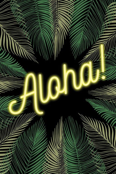 Neon Typography: Neon Aloha! Hawaiian Design With Palm Trees by Page Turner