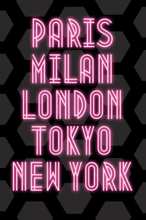 Neon Fashion Capital Cities Paris, Milan, London, Tokyo And New York