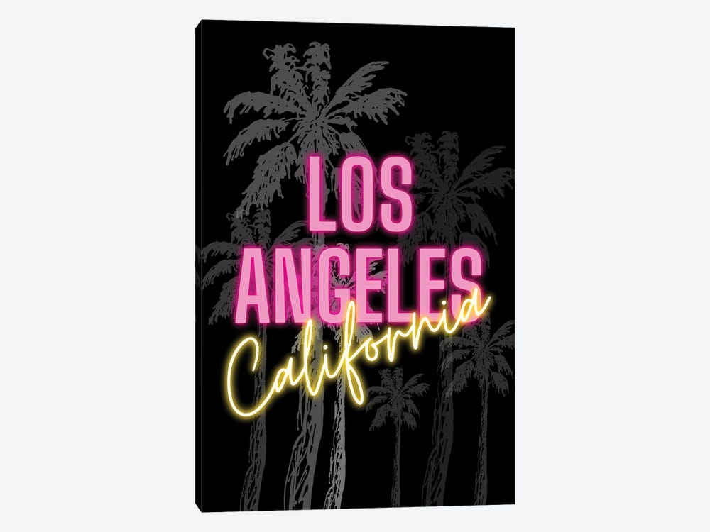 Neon Los Angeles California Design On Palm Tree Background by Page Turner 1-piece Canvas Print
