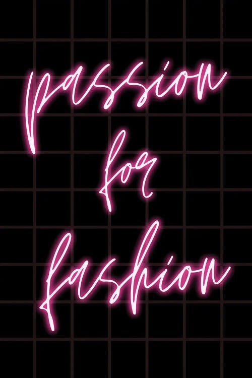 Neon Passion For Fashion Design On Grid Background by Page Turner wall art