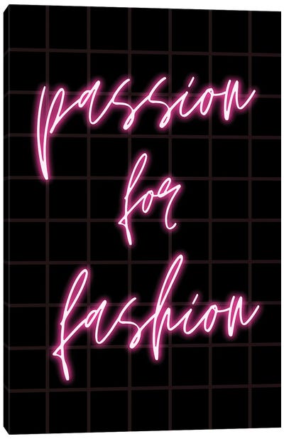 Neon Passion For Fashion Design On Grid Background Canvas Art Print - Page Turner