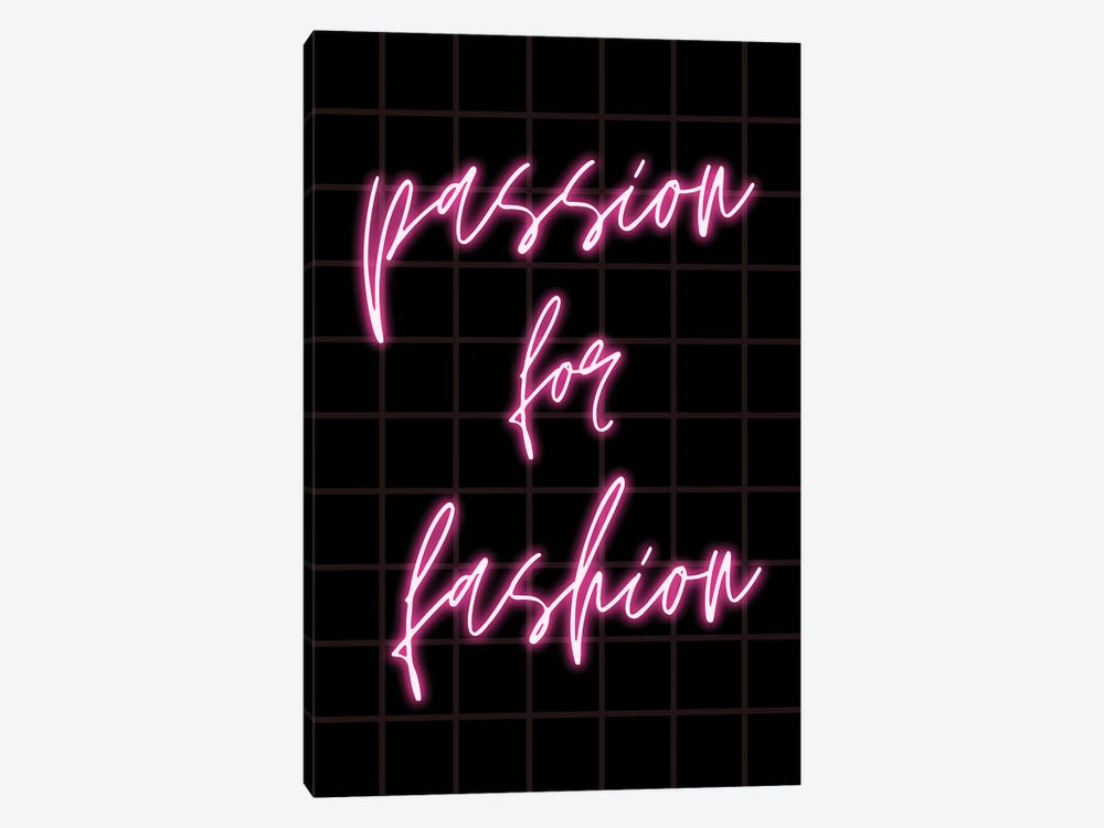Neon Passion For Fashion Design On Grid Background by Page Turner 1-piece Canvas Art