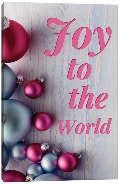 Modern Christmas In Pink - Joy To The World Canvas Art Print - Seasonal Glam