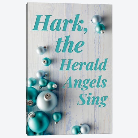 Modern Christmas In Blue - Hark The Herald Angels Canvas Print #DHV87} by Design Harvest Art Print