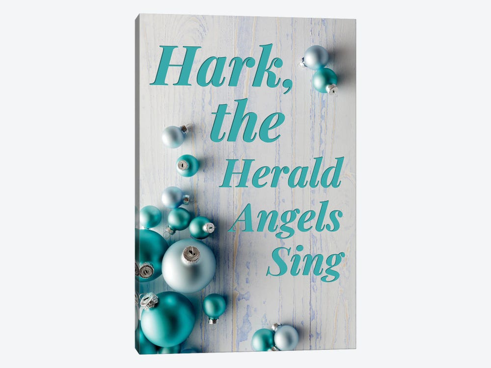 Modern Christmas In Blue - Hark The Herald Angels by Page Turner 1-piece Canvas Art