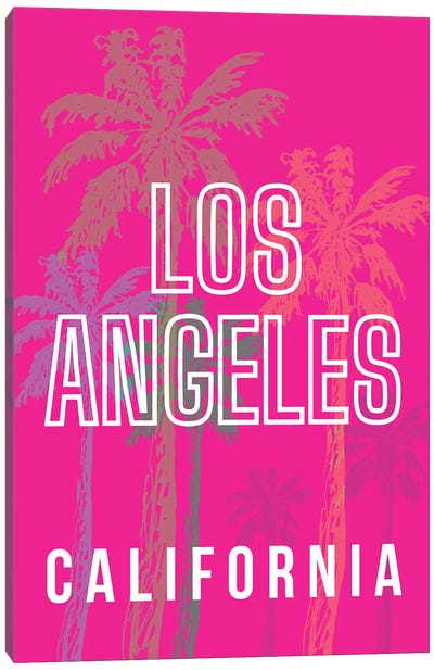 Los Angeles California With Palm Trees Canvas Art Print - Los Angeles Travel Posters