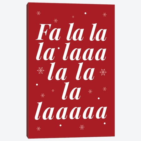 Red Christmas Fa La La And Snowflakes Canvas Print #DHV90} by Page Turner Canvas Art Print
