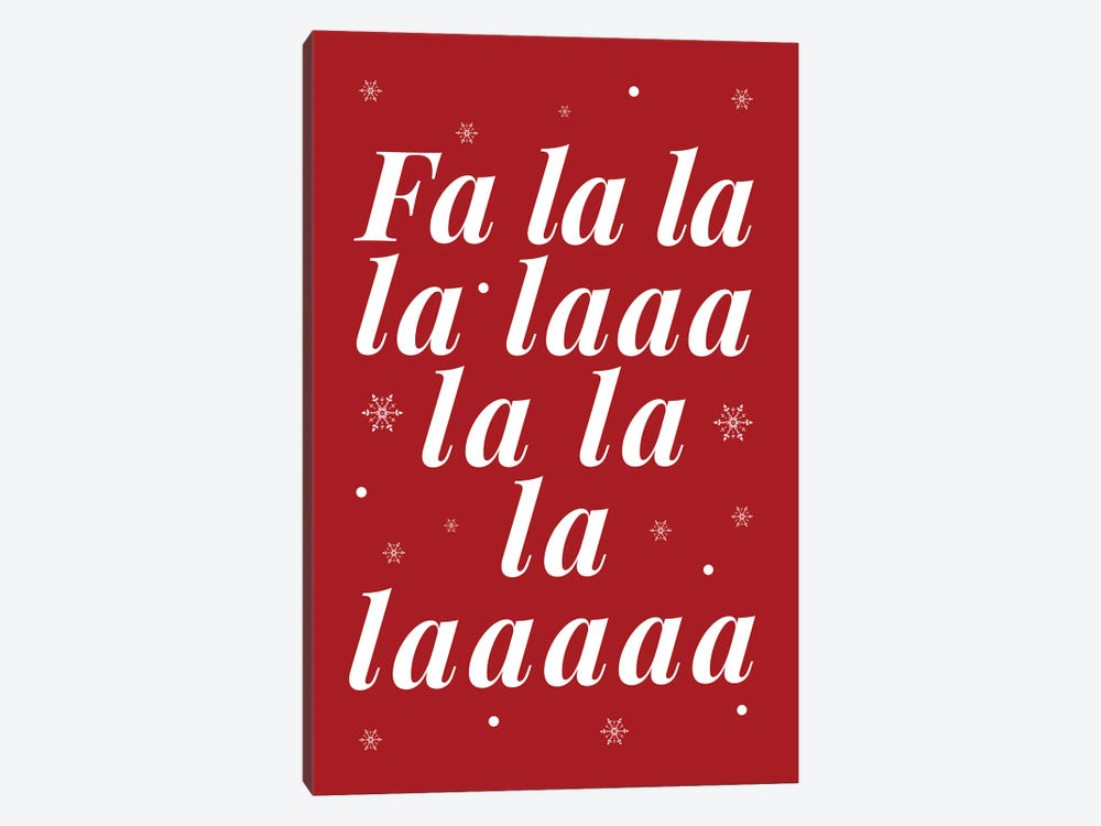 Red Christmas Fa La La And Snowflakes by Page Turner 1-piece Canvas Wall Art