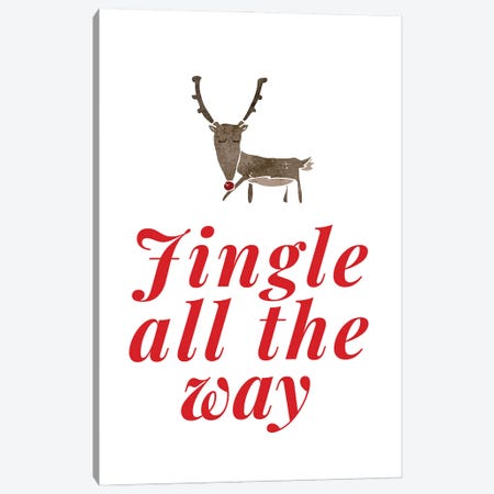 Red Christmas - Jingle All The Way With Reindeer Canvas Print #DHV93} by Page Turner Canvas Art Print