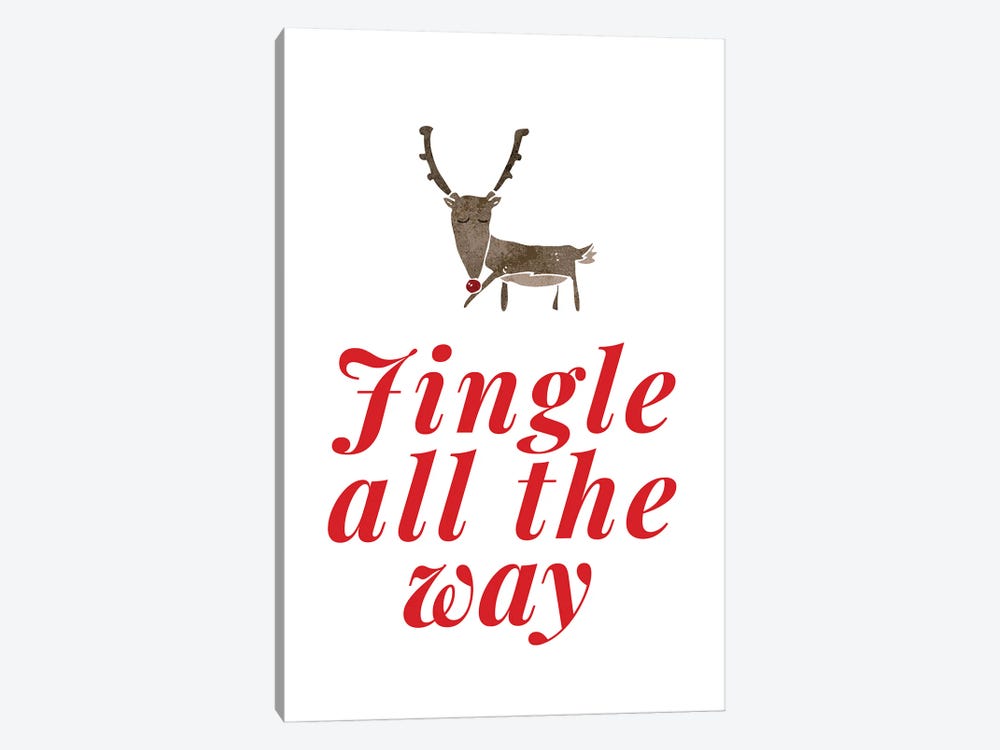 Red Christmas - Jingle All The Way With Reindeer by Page Turner 1-piece Canvas Print