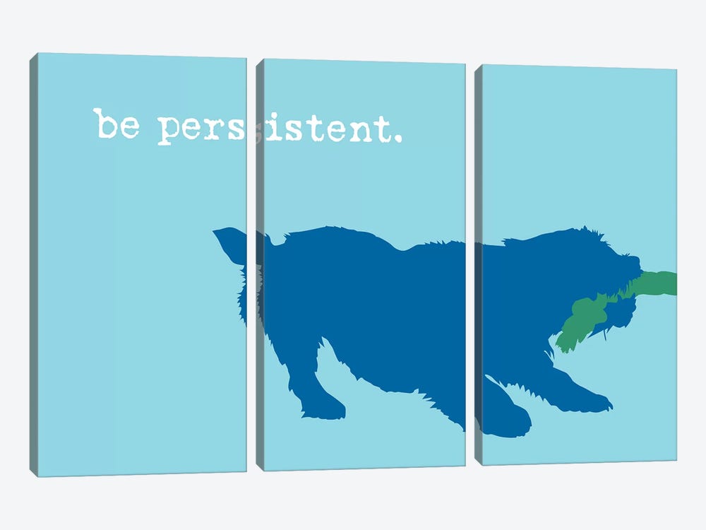 Be Persistent, Blue On Blue by Dog is Good and Cat is Good 3-piece Canvas Artwork