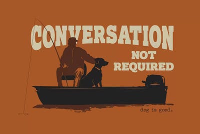 Conversation Not Required Boat by Dog is Good and Cat is Good framed canvas print