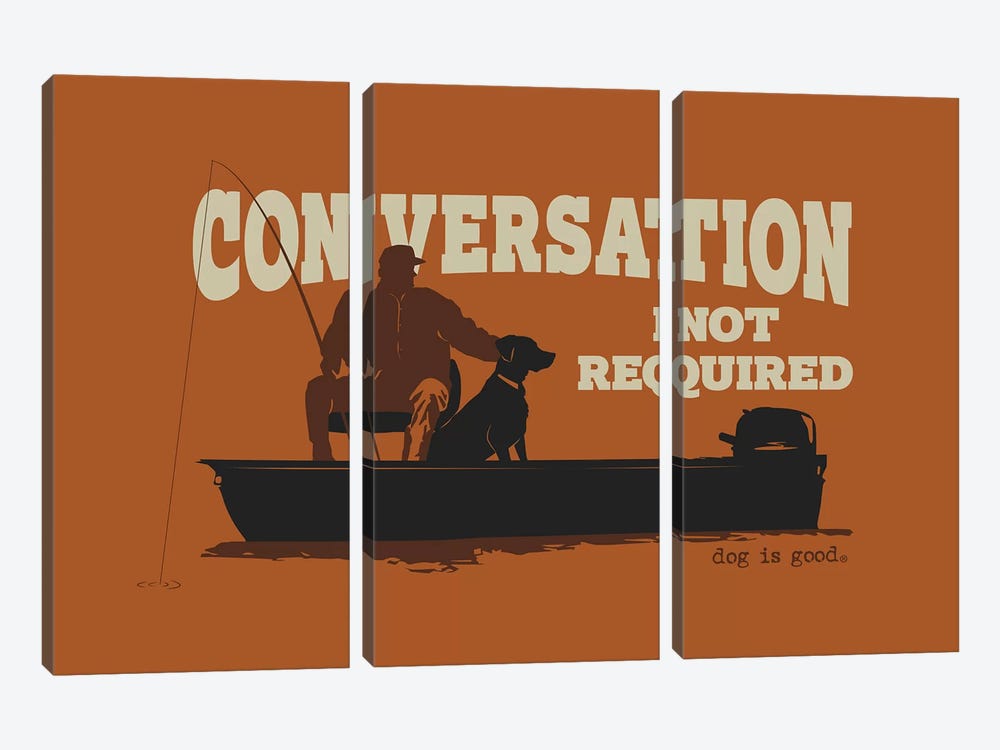 Conversation Not Required Boat by Dog is Good and Cat is Good 3-piece Canvas Artwork