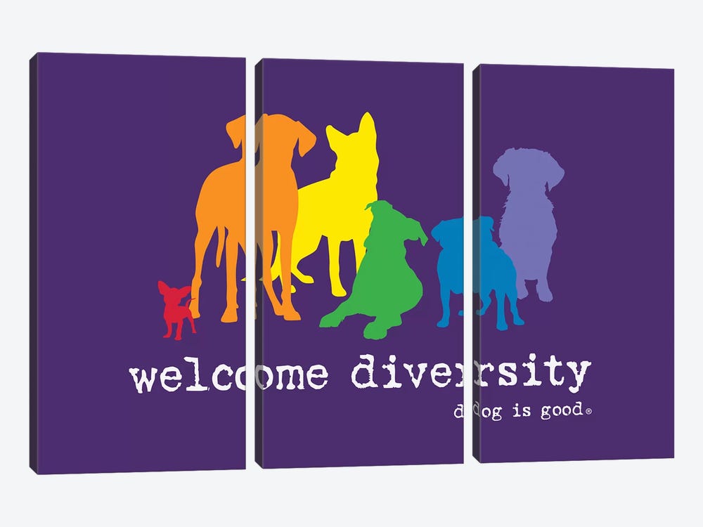 Diversity Pride by Dog is Good and Cat is Good 3-piece Canvas Wall Art