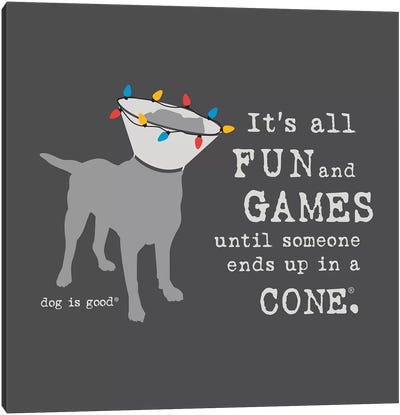 Fun and Games Holiday Canvas Art Print - Dog is Good and Cat is Good