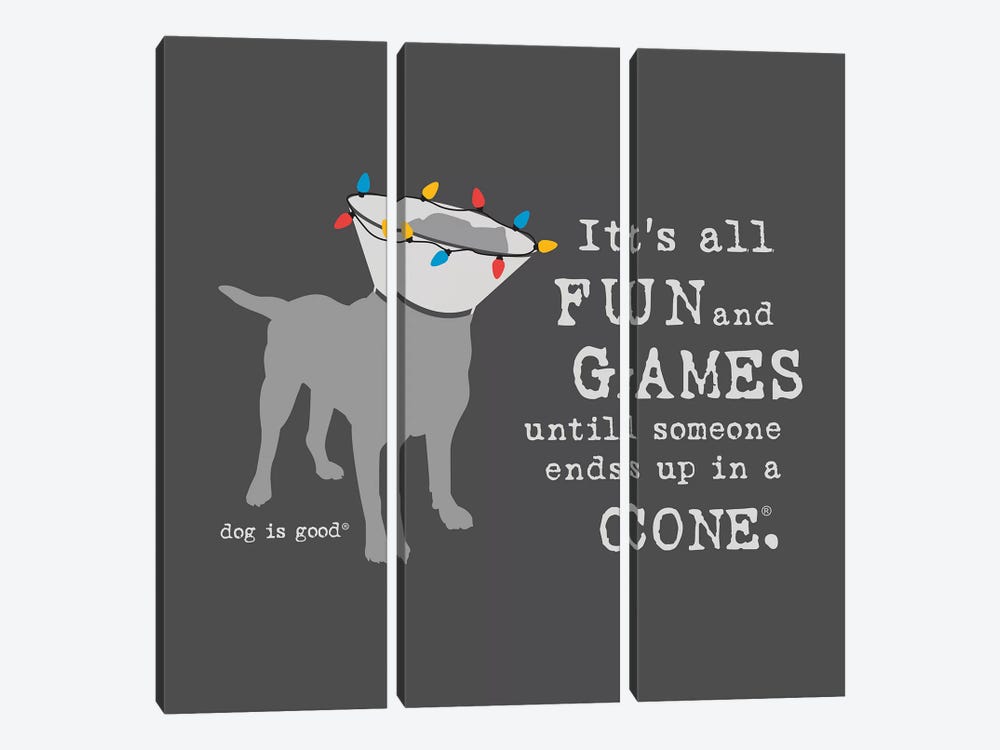 Fun and Games Holiday by Dog is Good and Cat is Good 3-piece Canvas Art
