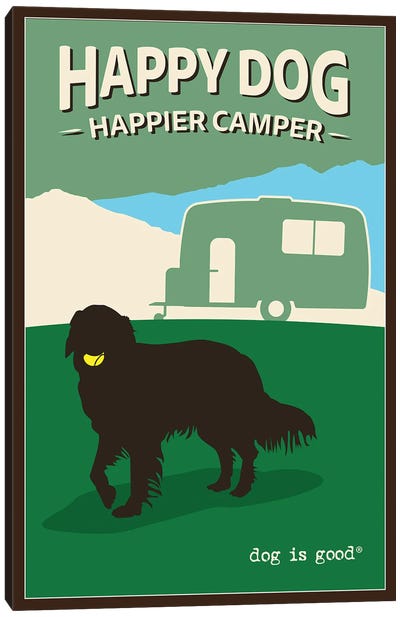 Happy Dog Happier Camper Canvas Art Print - Pet Dad